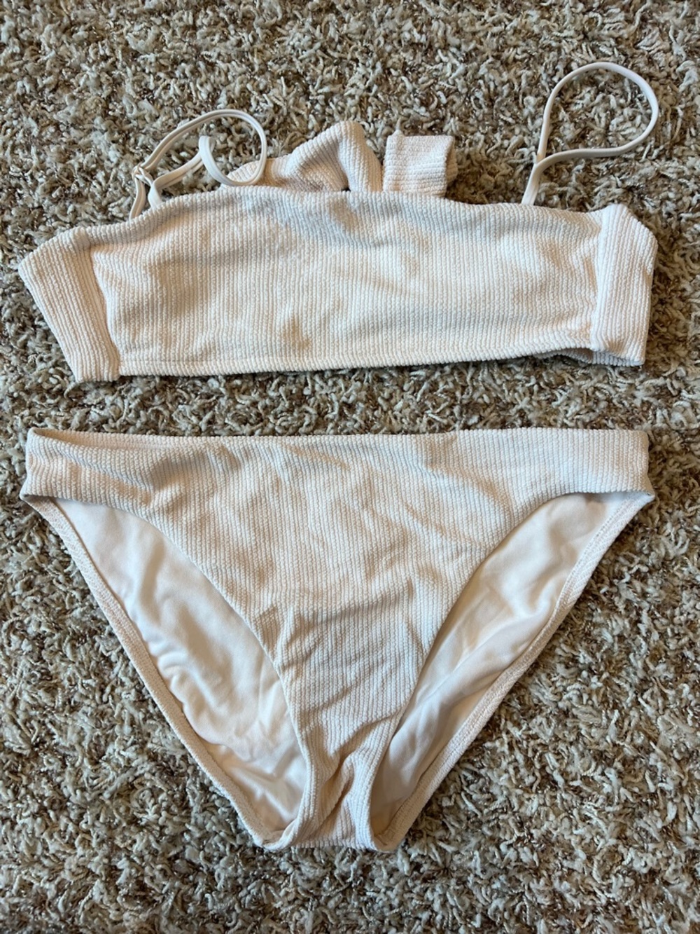 Sanctuary Cream Ribbed Bikini Set